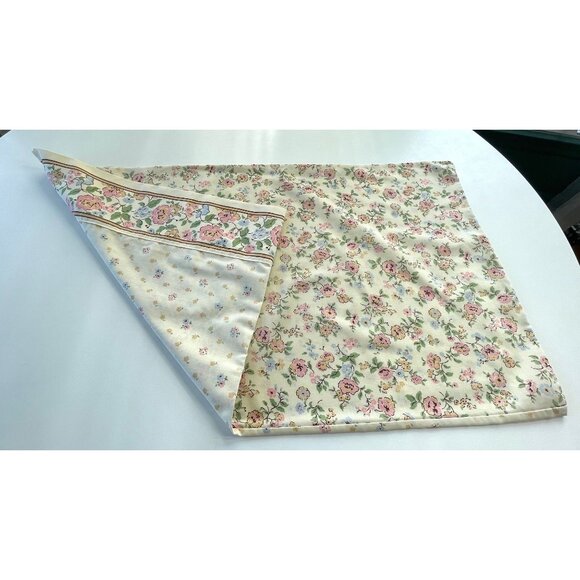 Vintage 1980s pillowcase, beige, pink pastel floral, single pillow sham - Picture 3 of 8